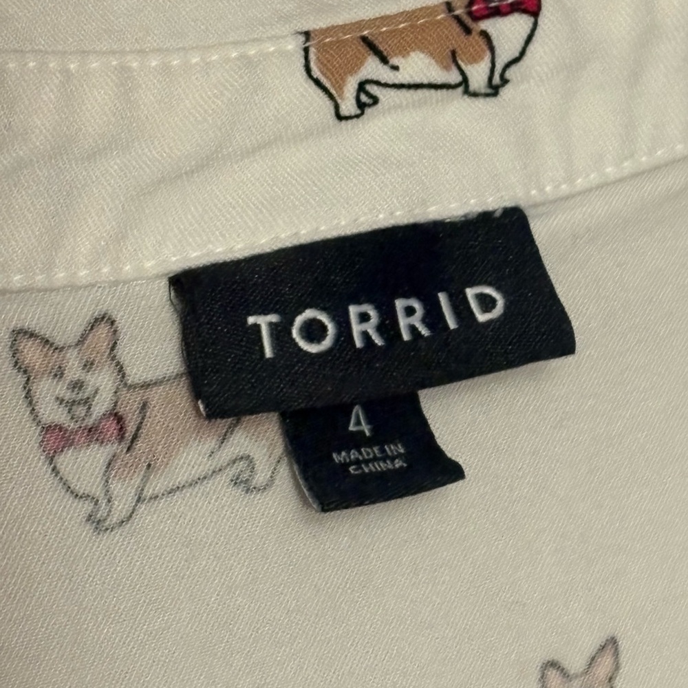 Torrid Button-Up Shirt with Corgi Print - Picture 3 of 3